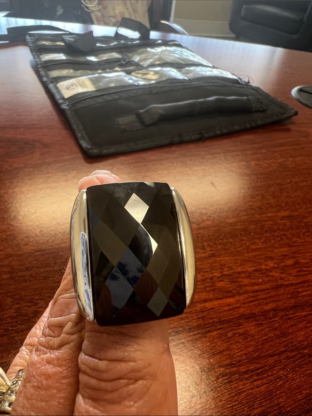 Bold Faceted Black Stone Statement Ring